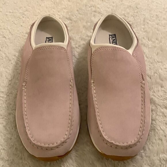 NWOT Lands' End pink suede leather slide on mules‎ Arch Support Flat Slides 8 - Picture 2 of 6
